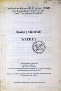 Reading Materials week III: Legal Training Project, 1996.