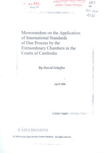 Memorandum on the Application of International Standards of Due Process by the Extraordinary Chambers in the Court of Cambodia.