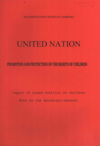 United Nation: Promotion and protection of the Rights of Children. (Inpact of arned conflict on children note by the Secretary-General).