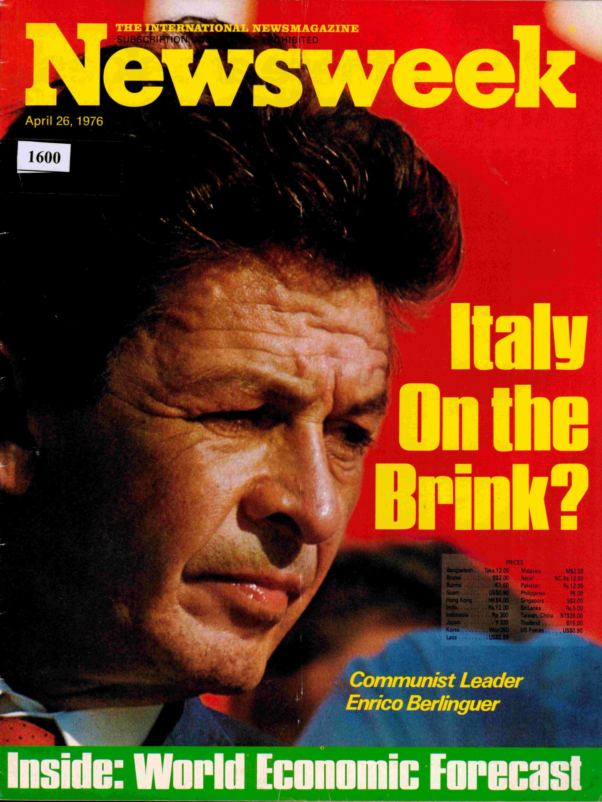 NewsWeek: Italy On the Brink? April 26.